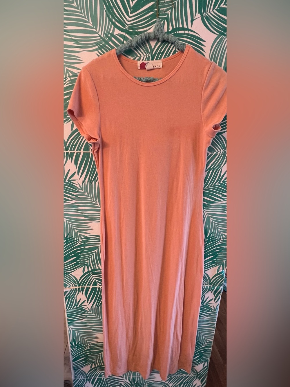 Free People Beach Basic Crewneck Midi Dress in Peach Sz M made in USA